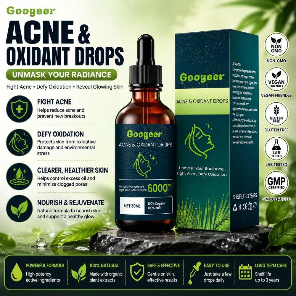 

Googeer Acne & Oxidant Drops Liquid Hydration with Dandelion Extract, Licorice Root, 100% Organic Net 30 Ml