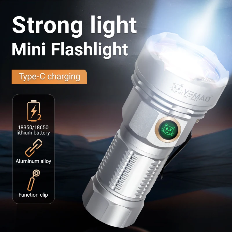 YEMAO F809X 3500LM Job Site&Security Lighting, 300m Beam, 9XTE Wicks Flashlights, Magnetic, Clip, 6 Modes, 18350/18650 Battery