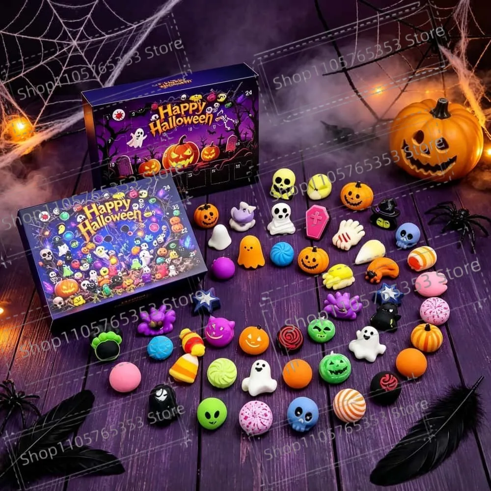 2026 Halloween Advent Calendar 24 Days Countdown 24pcs Horror Movie Mini Figures Set Desktop Home Party Decoration Surprise Gift
