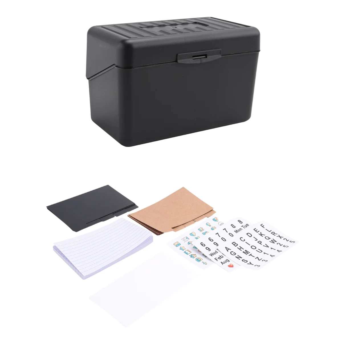 T88C Index Card Holder Set 3x5Inch - Heavy Duty Index Card Recipe Box with Dividers Ruled Cards & Stickers
