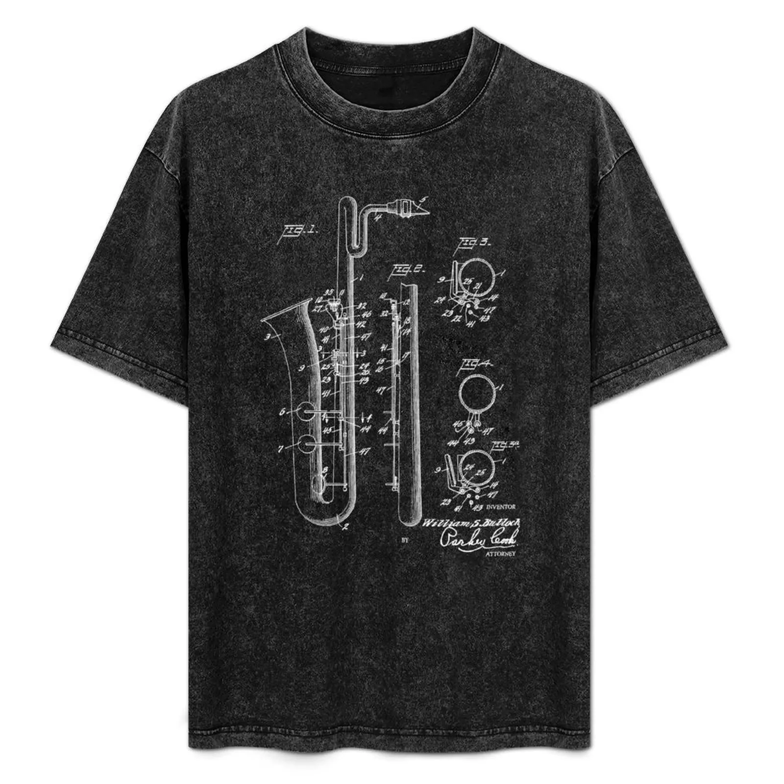 Camiseta con diseño de saxofón estilo patentado para saxofonista, camiseta de manga corta con gráfico elegante