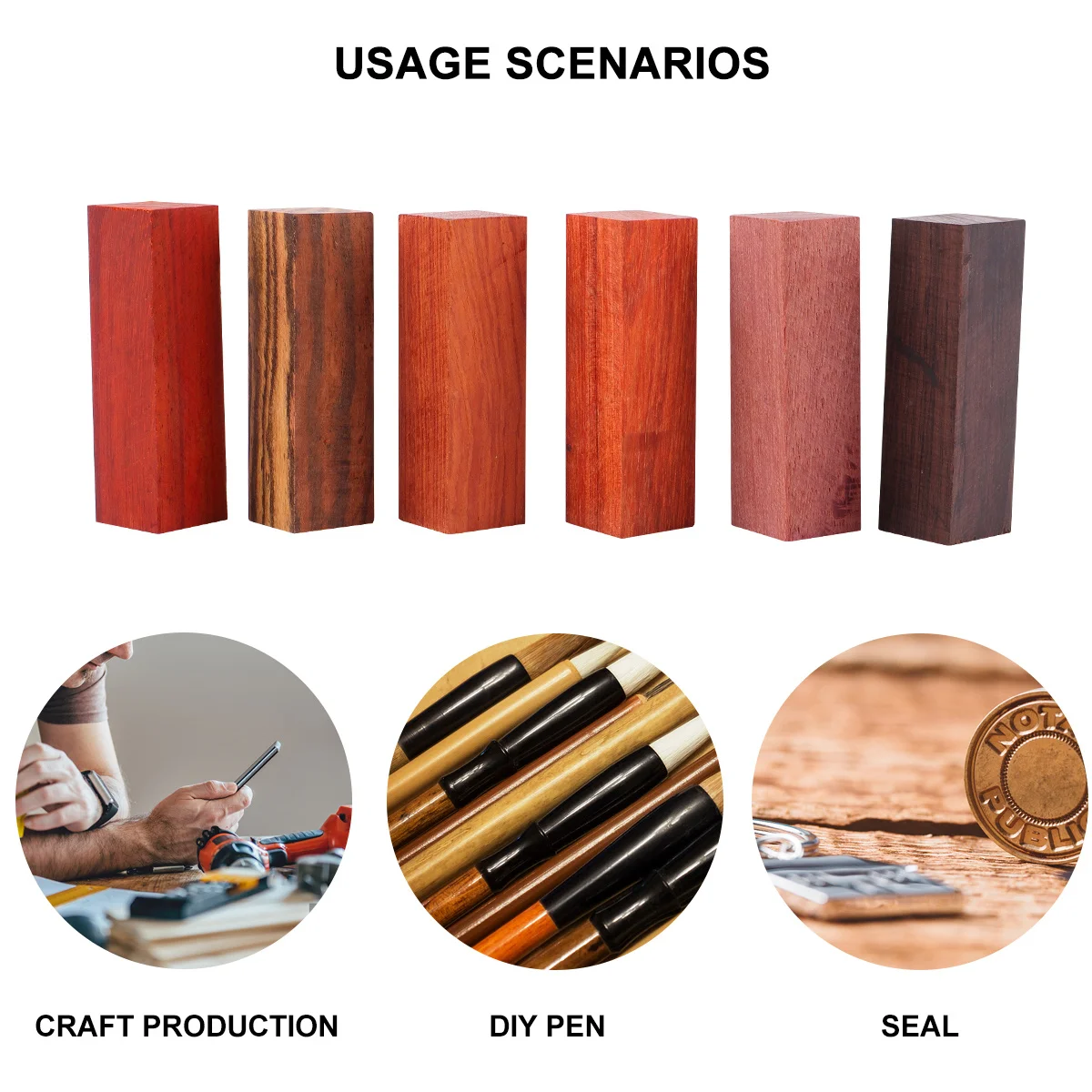 

6pcs Wooden Blank for DIY Handmade Pen Crafting Unfinished Natural Fountain Ballpoint Pen Barrel Unique Pattern Each