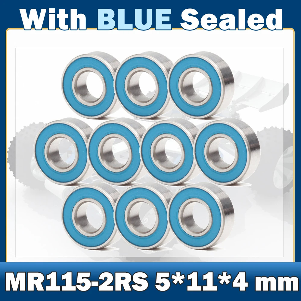 MR115RS Bearing ( 10 PCS ) 5*11*4 mm ABEC-7 Miniature MR115-2RS Ball Bearings Blue Sealed MR115 2RS Bearing