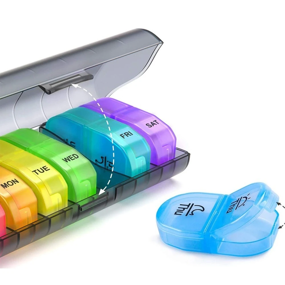 

New Portable Weekly 7 Days Large 14 Grids Twice A Day Pill Storage Case Organizer Box for Vitamin Fishoils Medicine Supplements