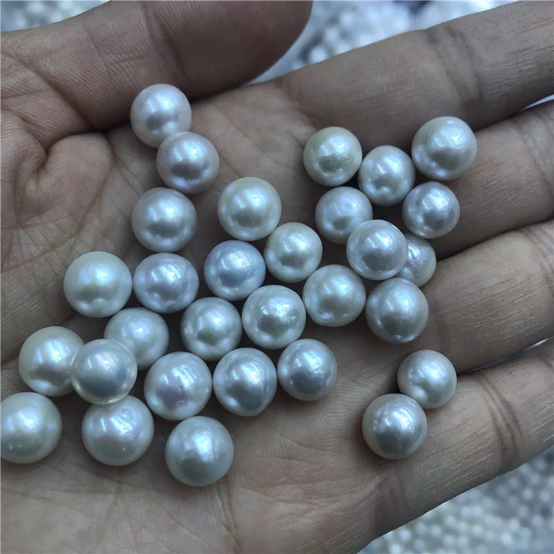 

9-10mm Big Size White Round Natural Freshwater Pearl Beads, Loose Edison Pearl Beads, Fashion Women Jewelry DIY Accessories