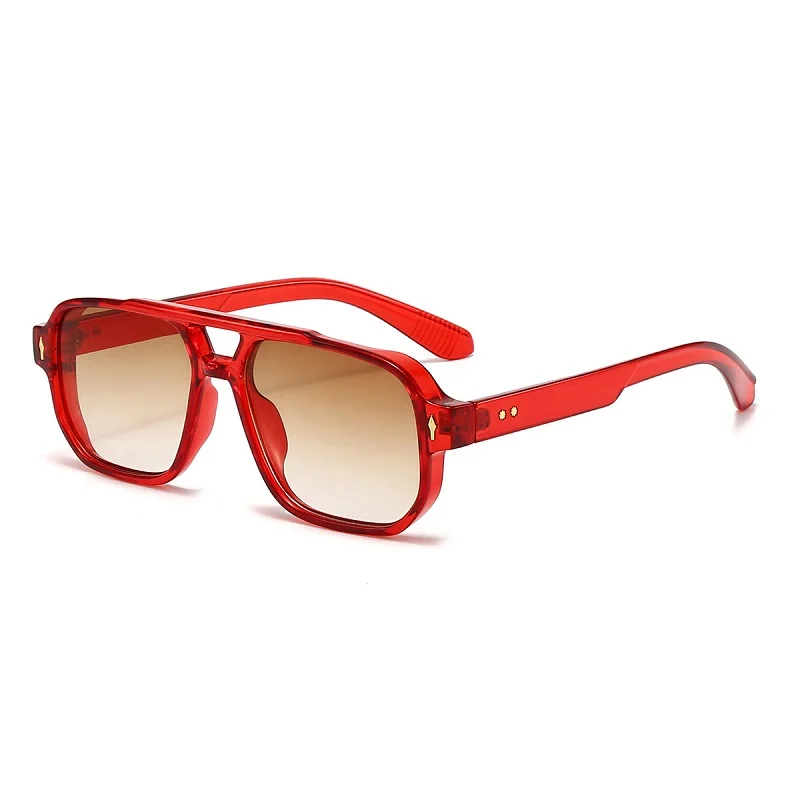 

New Fashion Square Double Bridge Sunglasses for Men Women Retro Casual Driving Business Trendy Shades