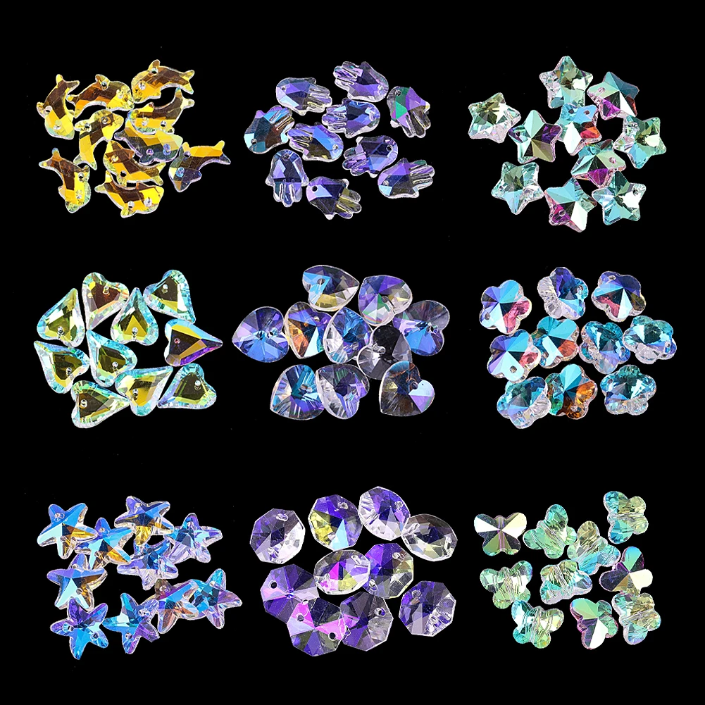 100pcs Crystal Suncatcher Beads Glass Prisms Loose Beads Chandelier Parts Replacement DIY Jewelry