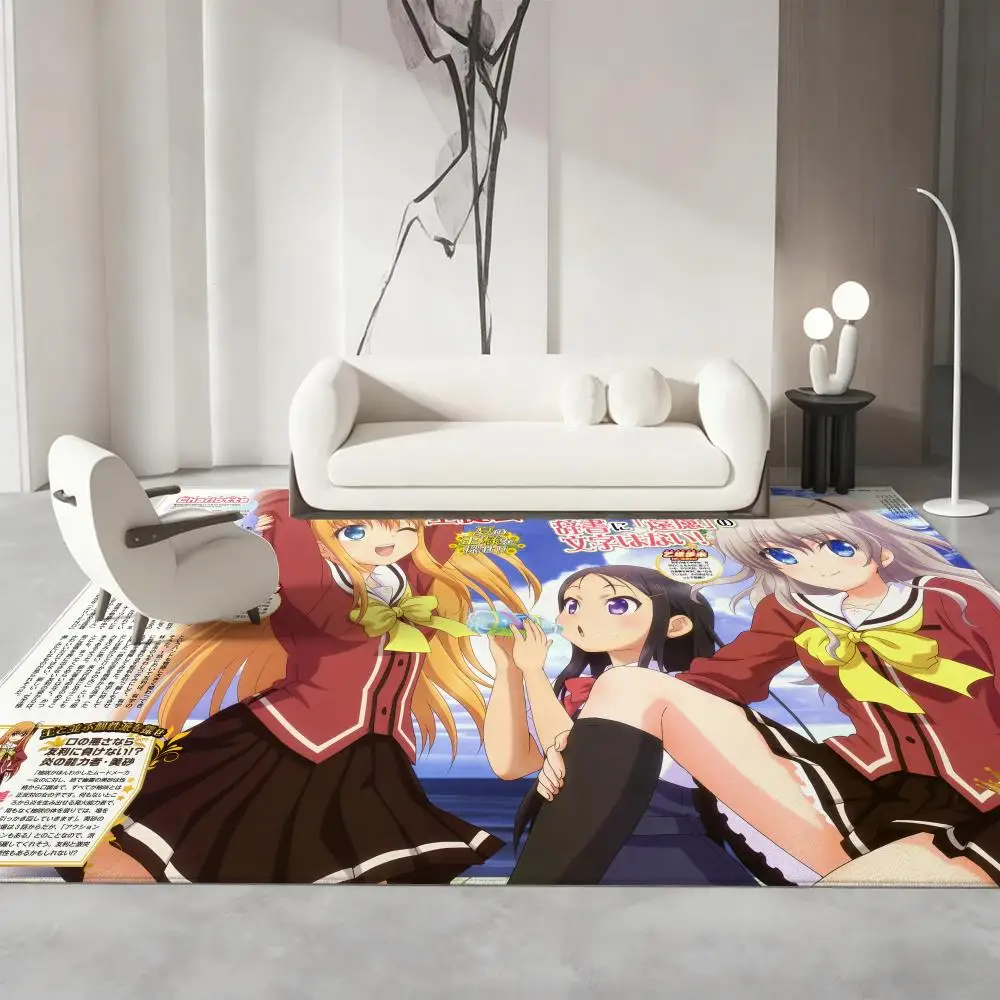 C-Charlottes Cute sexy anime Floor Mat Soft Thickened Non-Slip Door Mat for Living Room Home Decor Flannel Rugs
