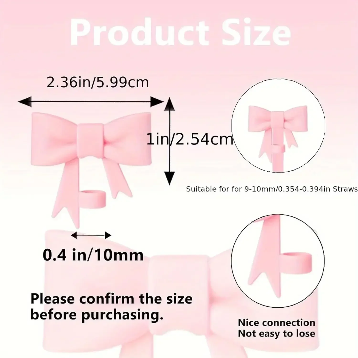 3pcs Pink Bow Straw Cover for Stanley Cup Silicone Topper Butterfly Chain Silicone Boot Cup Accessories Set for 30/40 OZ Tumbler view 3