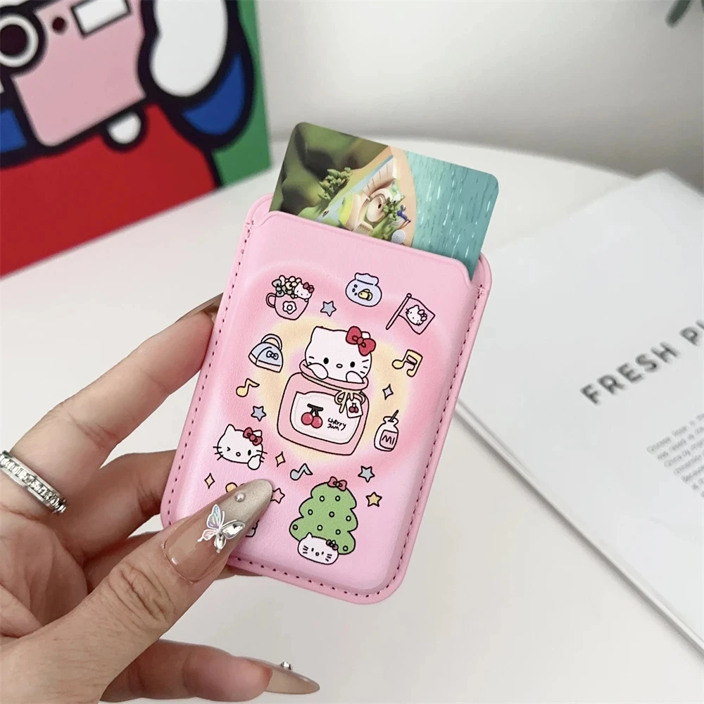 Cartoon INS Korean Cute Hello Kitty for Magsafe Wallet Card Clip Case For iPhone 15 16 Pro Max 13 14 12 Magnetic Wallet Cover