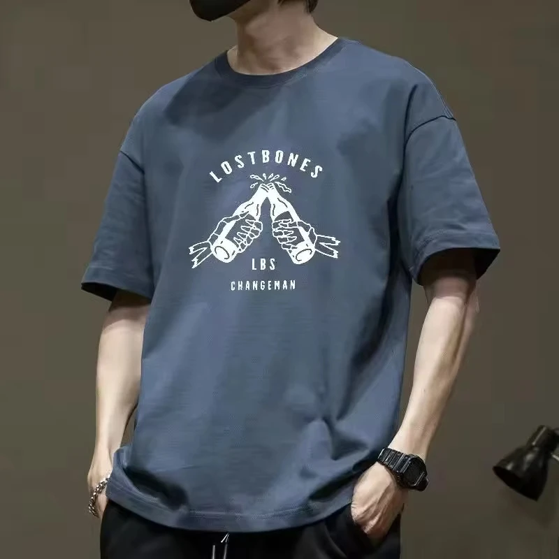 Short Sleeve T-shirts Men's American Style New Fashion Letter Printed Loose Casual Trendy T-shirts Male Summer Clothes Tops