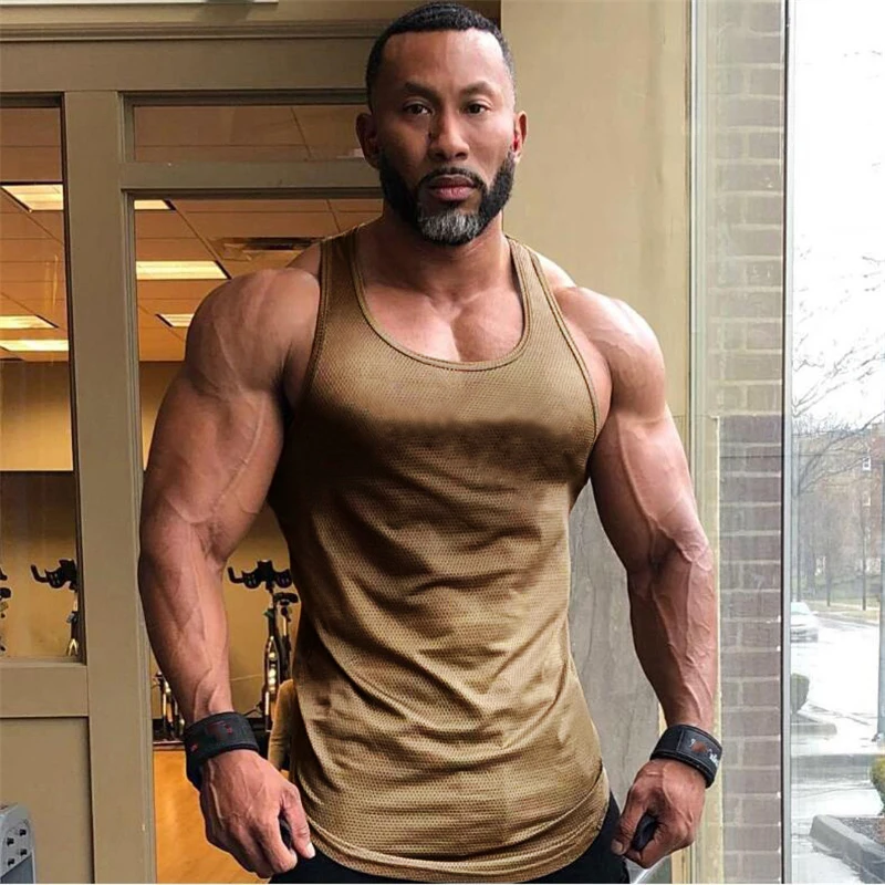Herren Laufwesten Mesh Atmungsaktiv Schnelltrocknend Fitness-Kleidung Bodybuilding Ärmelloses Shirt Muskel-Tanktops