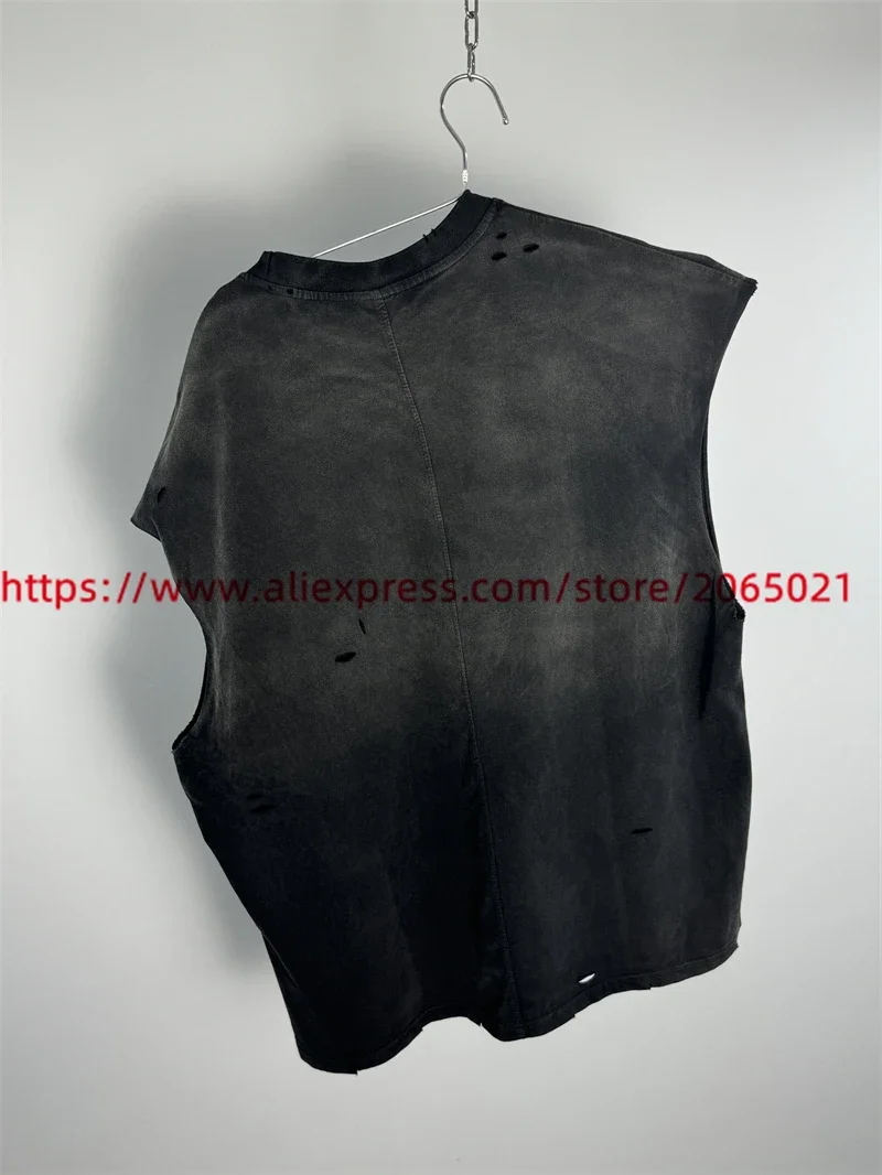 SAINT Sleeveless T Shirt Men Women Best Quality Hand Worn Tank Top Oversized Tee Casual T-Shirt