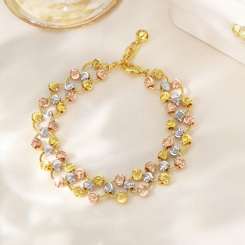 

New 18K Gold Elegant Watermelon Beaded Bracelet, Ins Style Unique Niche Design Sparkling Bracelet For Women