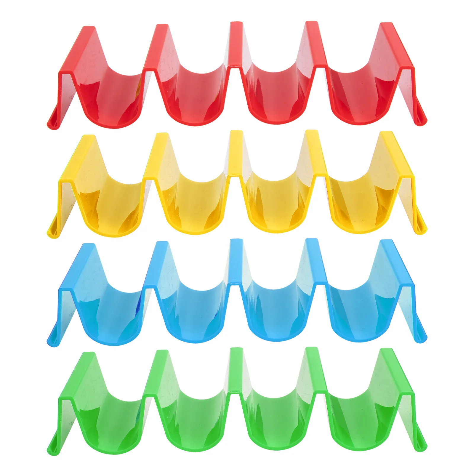 

Набор из 4 подставок для тако, цветные подставки для буррито, удобные для подачи гарниров, стандартные тарелки, практичный дизайн, безопасные.