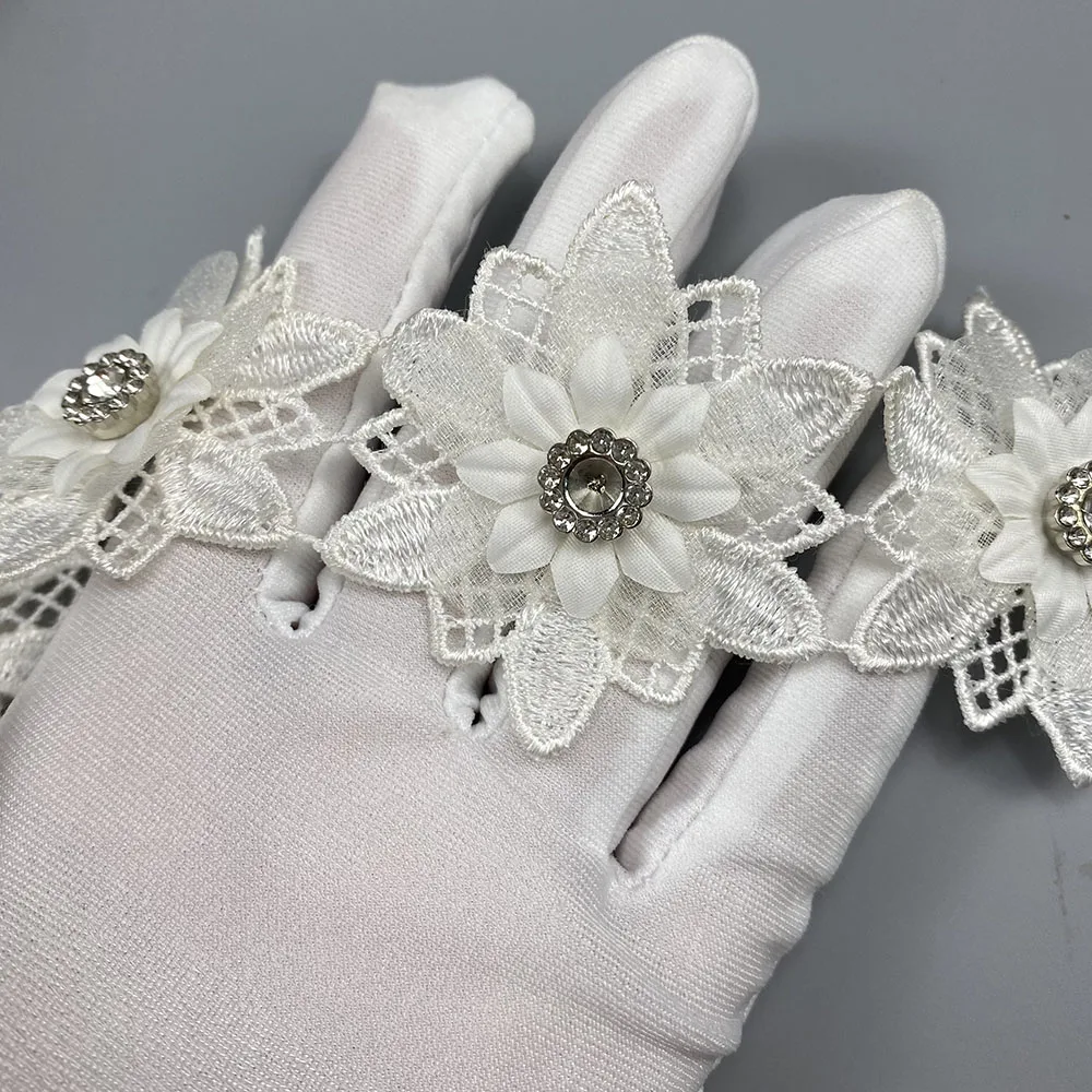 Garniture en dentelle de fleurs blanches, tissu brodé, diamant, fournitures de couture, artisanat pour costume, vêtements, chapeau, robe de mariée, décor de bricolage, 10 pièces