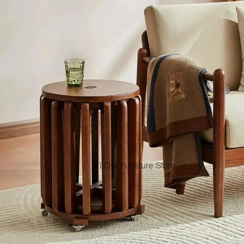 Solid Wood Round Stools Set Modern Stackable Home Dining Seat Set Luxury High-End Stackable Chairs for Living Room Save Spaceing