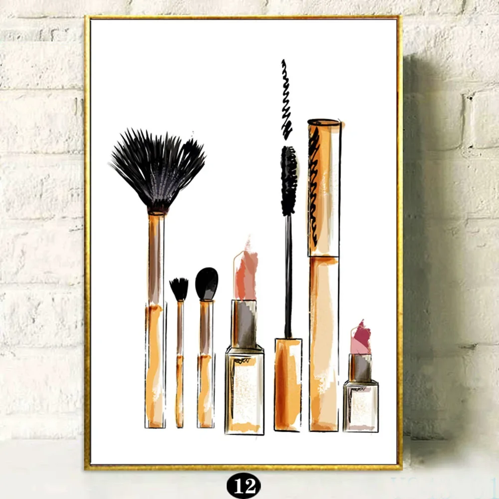 سبا مسمار البولندية الجمال الوجه مستحضرات التجميل ماكياج أحمر الشفاه صالون الملصقات صور قماش جدار ديكور المنزل لوحات غرفة الديكور