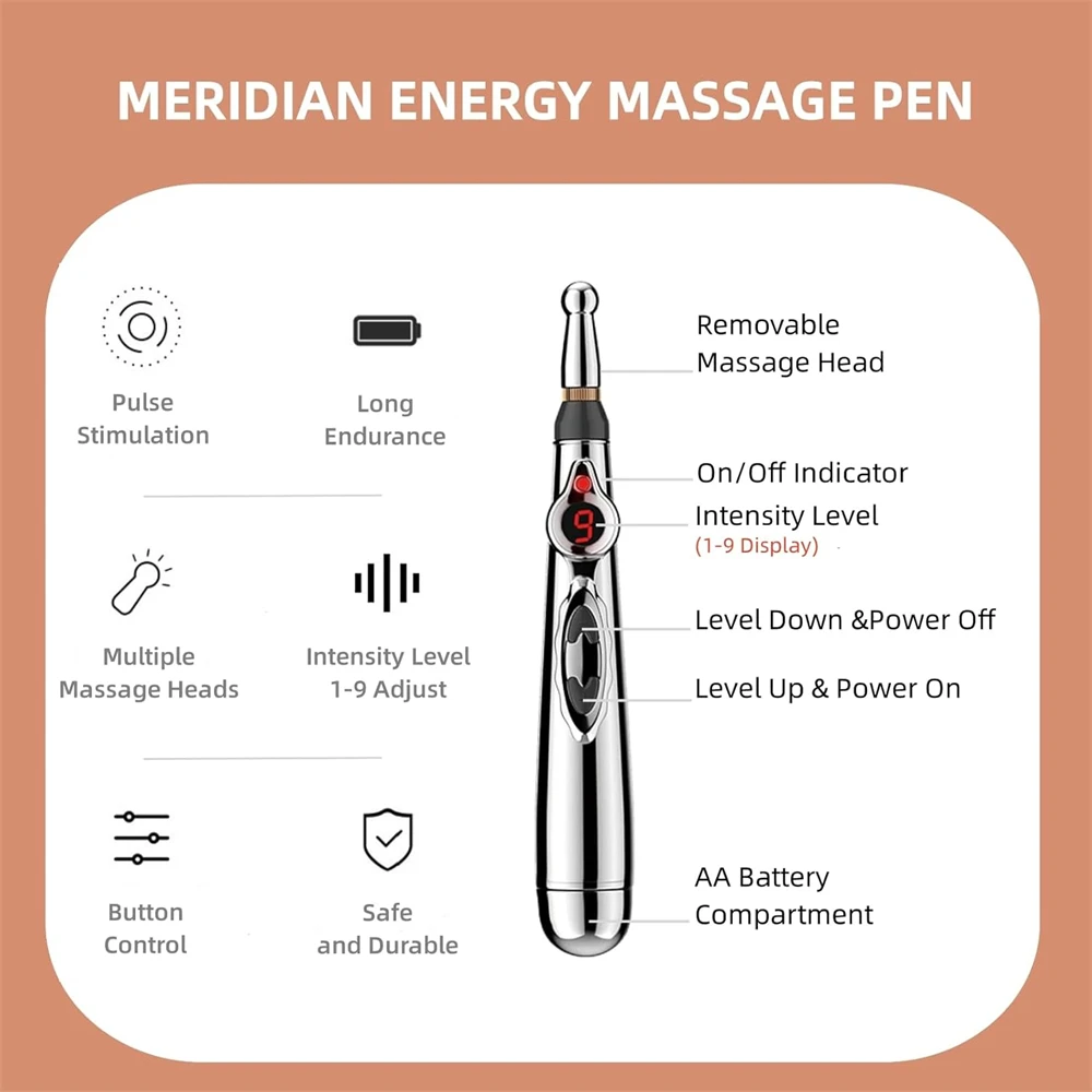 Microcurrent Acupuncture Pen Electric Body Muscle Massager Back Scratcher Gua Sha Tool EMS Acupressure Pen Conductive Facial Gel