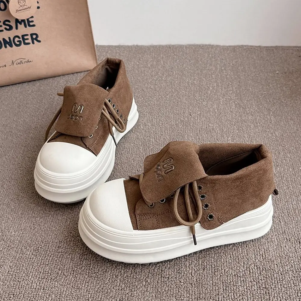 المرأة ريترو الوجه تصميم سميكة وحيد أحذية بوت قصيرة غير رسمية الخريف 2025 موضة الاتجاه تنوعا Cofmortable عدم الانزلاق أحذية رياضية مكتنزة