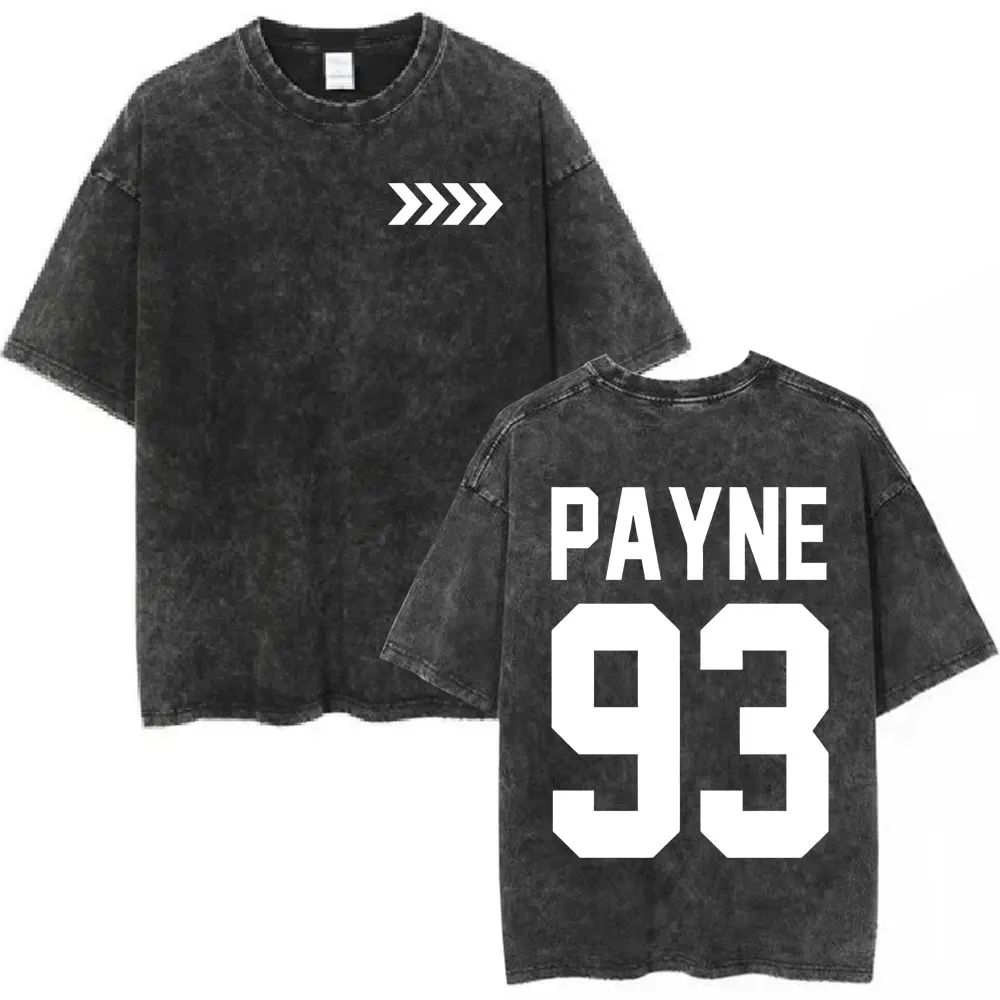 Liam Payne Tribute Washed T Shirts Payne 93 Merch Fans Gift Men Clothing Short Sleeve Oversized T-shirts Hip Hop Vintage T-shirt