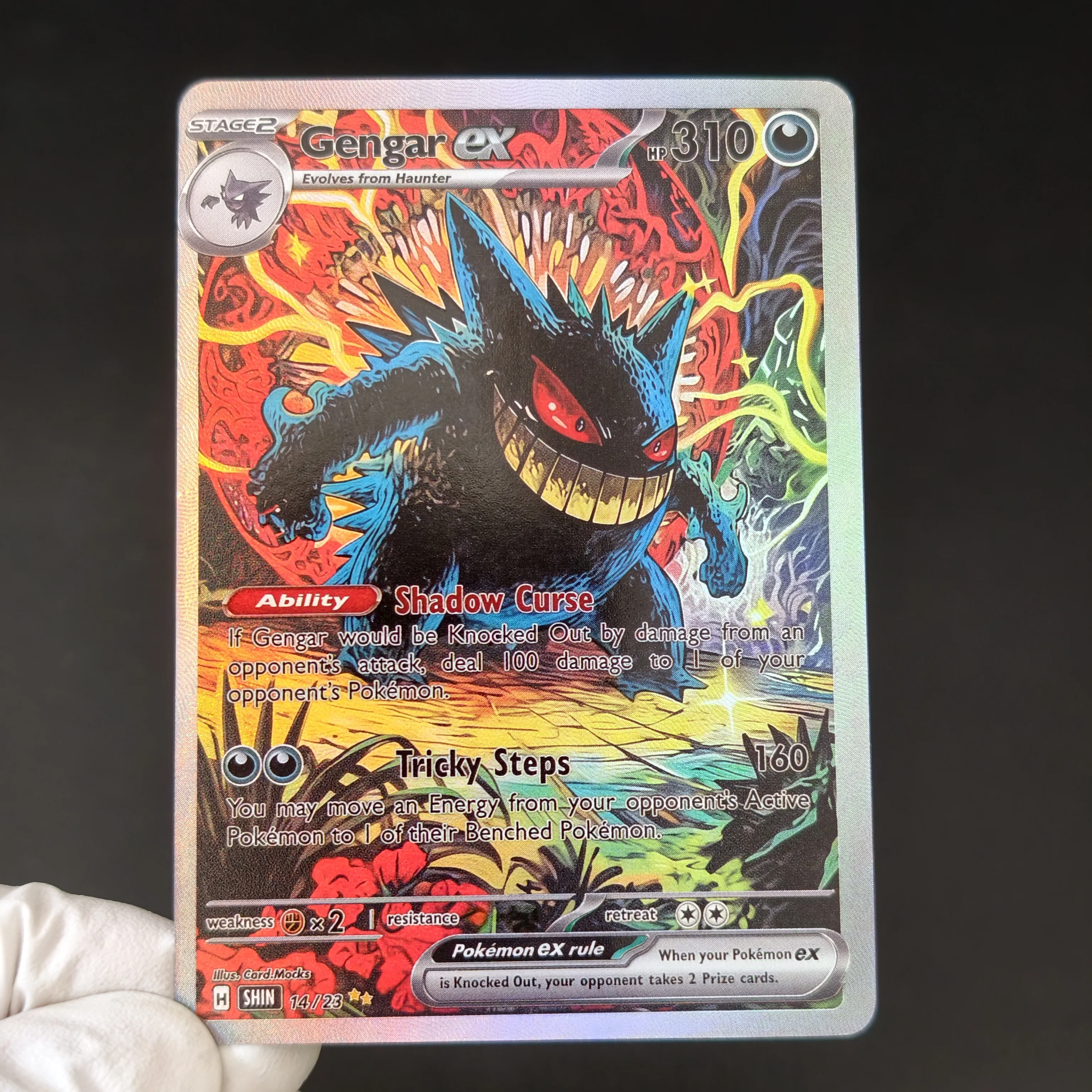 SHIN PTCG Card Dark Fantasy Style Series Espeon Gengar Mewtwo Charizard Rapidash Ampharos Meowth DIY Self Made Collection Card