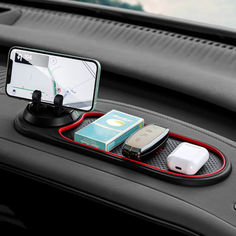 Universal Fit PVC Anti-Slip Mat for Cars, Novelty Patterned Carpet Dashboard Grip Pad with Concealed Number Plate Feature - Mult