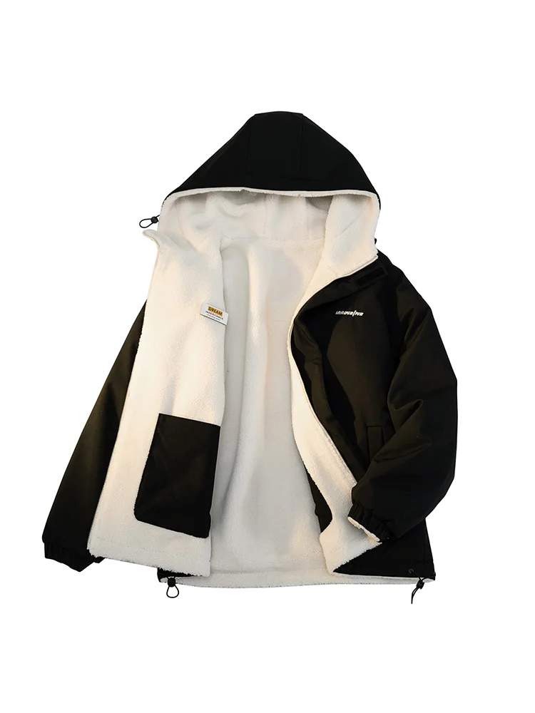 

Двусторонняя утепленная зимняя хлопковая куртка с капюшоном для мужчин: повседневная, модная, свободного кроя, молодежная, с наполнителем из полиэфирного волокна