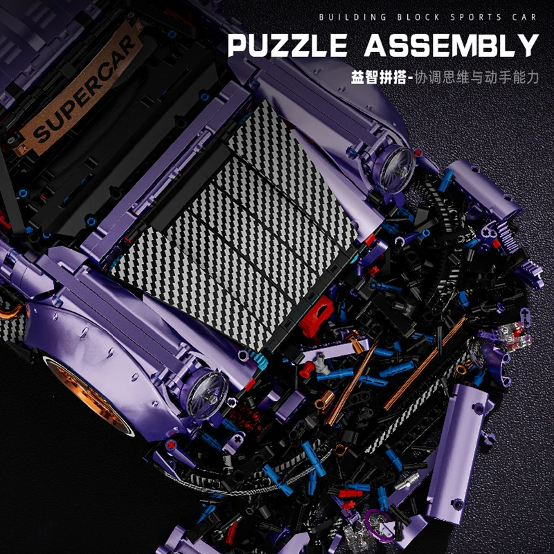 4190pcs 1:8 MOC Technical Remote Control Sports Car Building Blocks Assembling Bricks Model Toys for Boys Birthday Gift Set