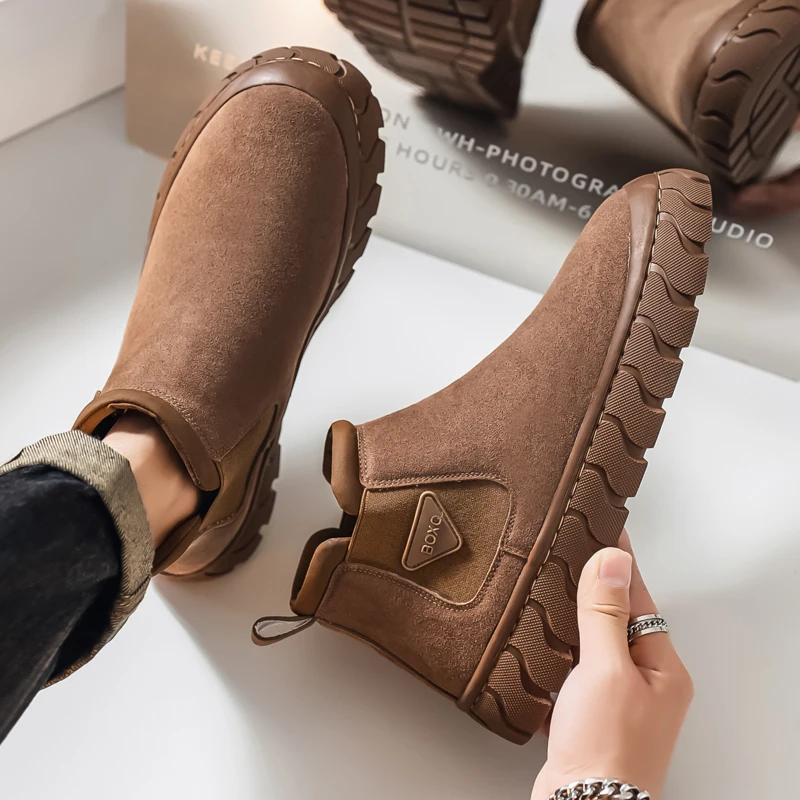 

2025 New Thick Bottom Casual Fashion Men's Shoes Quality Winter New Retro Versatile Casual One Step Shoes for Men