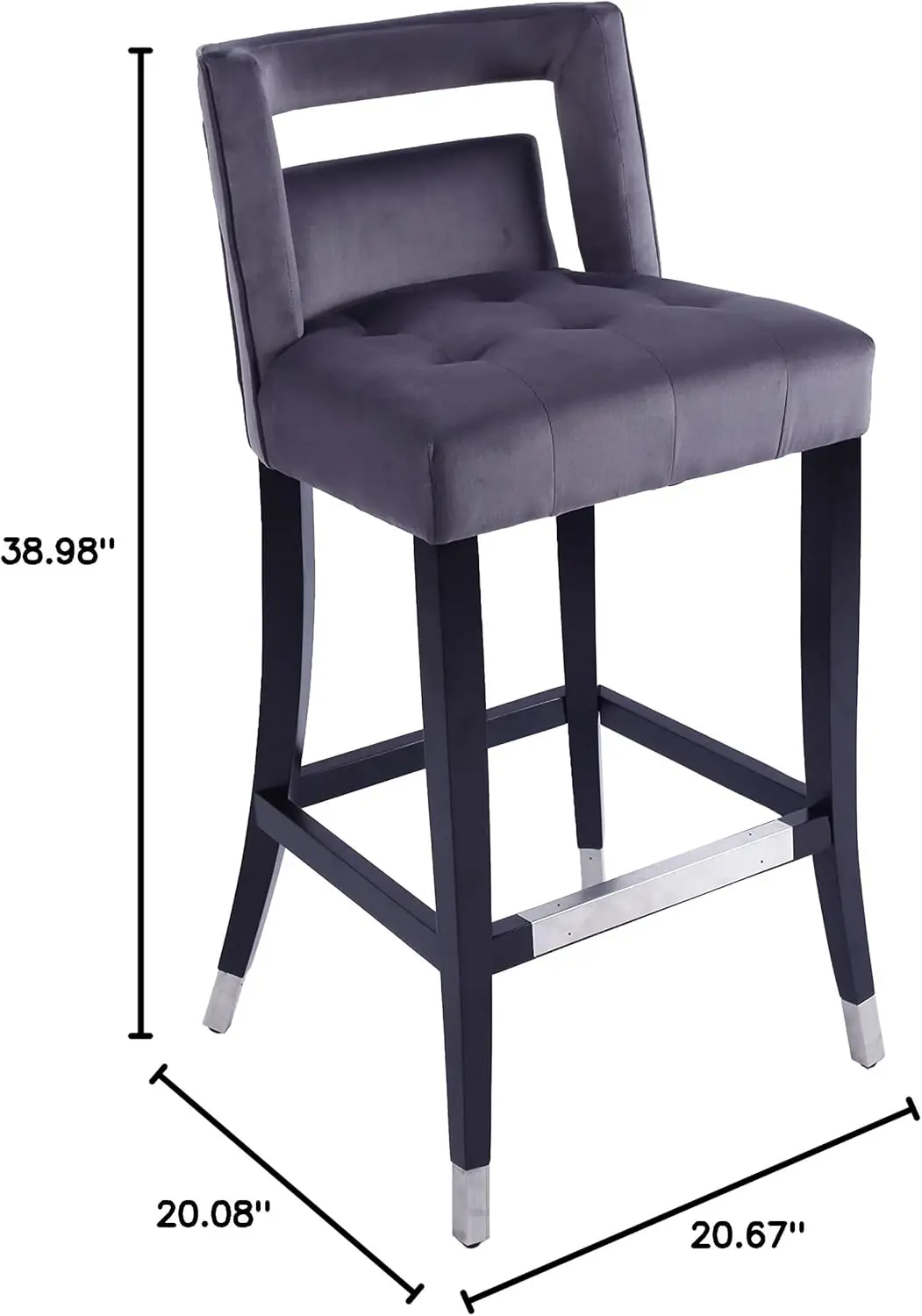 

Suede Velvet Barstool with Nailheads, Dining Room Chair 2 pcs Set, 30 Inch Seater Height Bar Tools