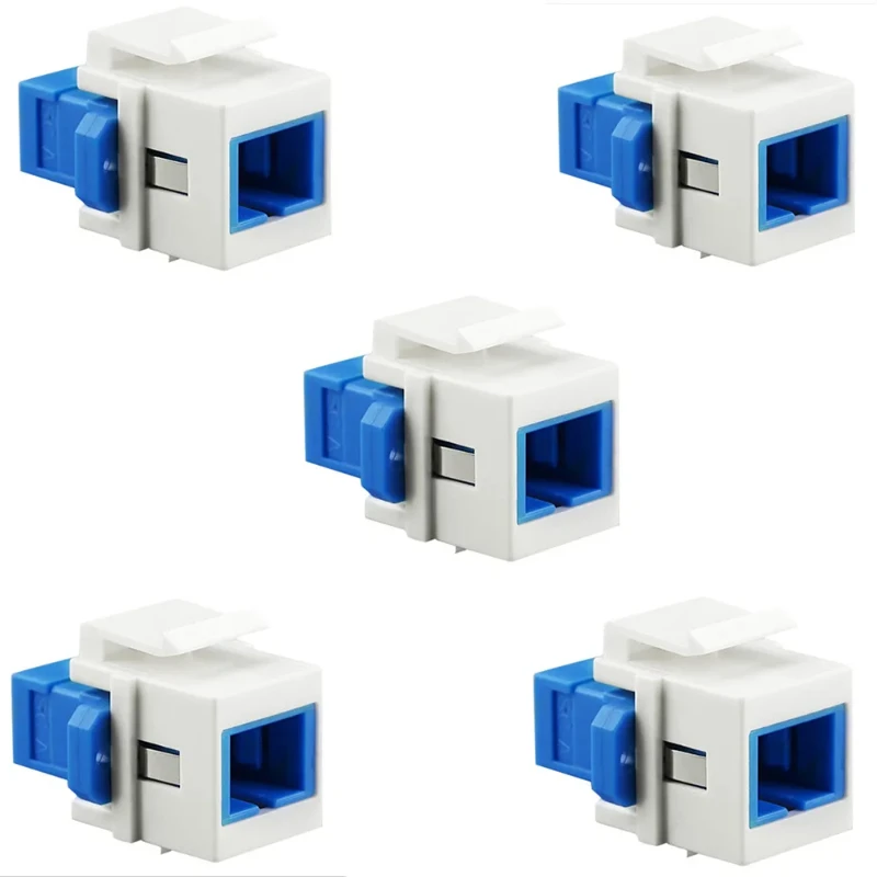 Sc Fiber Optic Adapter Duplex Multimode 10gb Keystone Coupler For Wall Plates Patch Panel Surface Mount Boxes (5 Pack)wall Plate