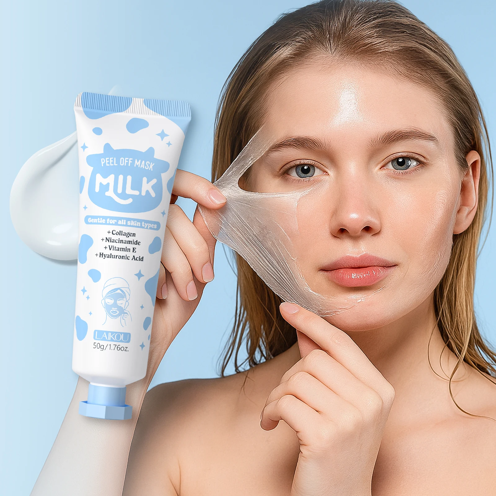 

LAIKOU Молочная отшелушивающая маска для лечения лица Глубокое очищение Удаление черных точек Подтяжка пор Осветление