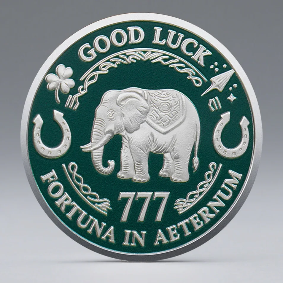 عملة Green Clover Collection المطلية بالذهب Good Luck Fortuna في عملة تذكارية Aeternum 777