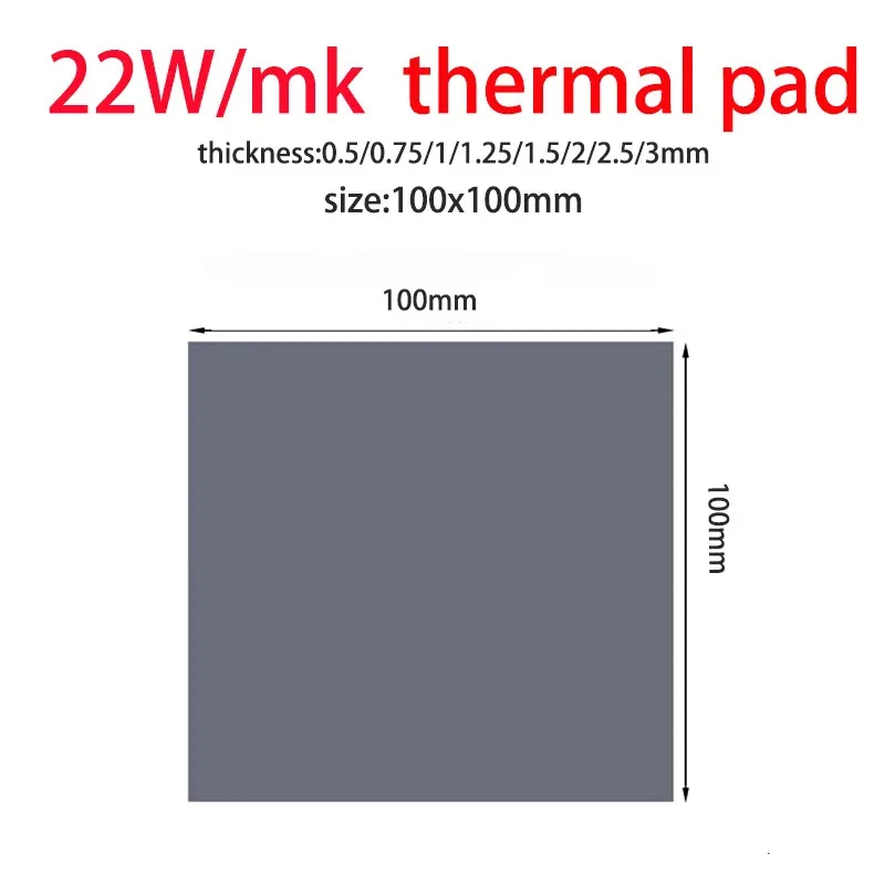 Great 24w 22w 20w 18.6w 16.5w OEM Thermal Pad for GPU CPU Heatsink Cooling Conductive Silicone Pad Thickness 0.75 1.25 1.75mm