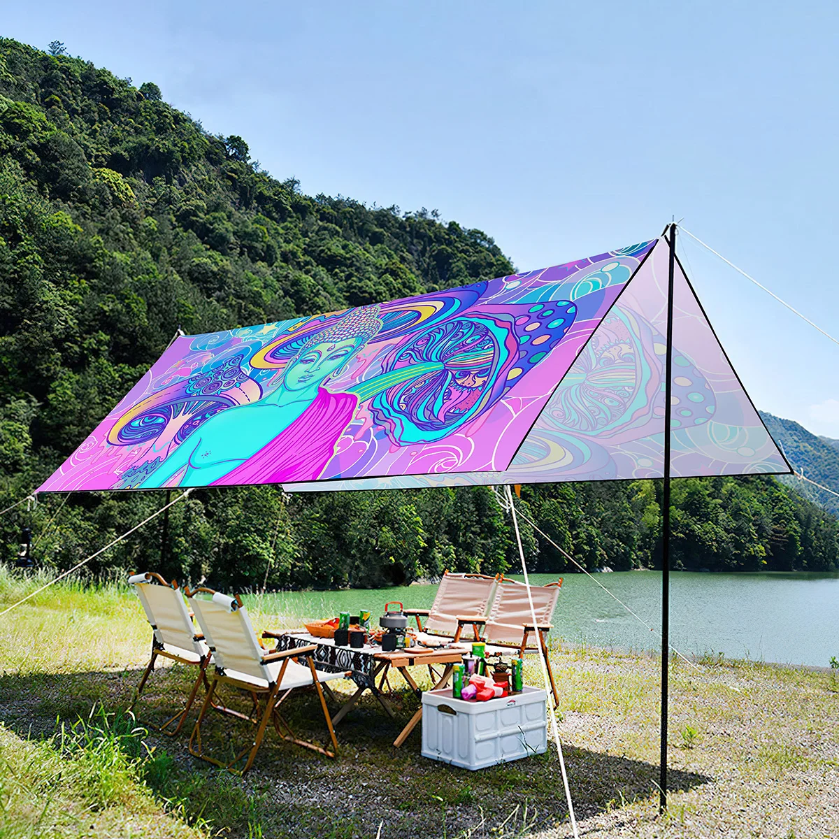 

Outdoor Shade Canopy,Waterproof and UV-resistant Lightweight Portable Oxford Tent for Picnic,Music Festival-Psychedelic Graffiti