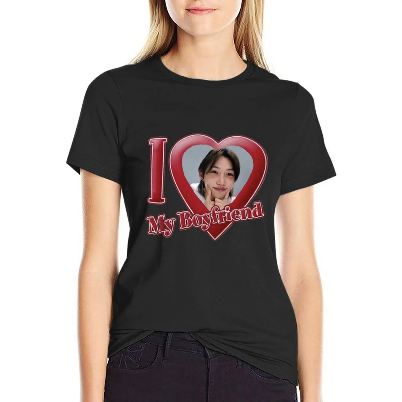 I love my boyfriend (Felix) T-Shirt anime customs design your own shirts graphic tees plain t shirts for Women