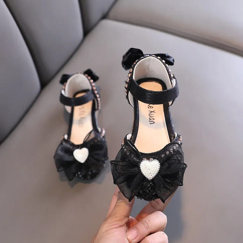 Little Girl Sandal Summer Elegant Kid Princess Bowknot Performance Flat Shoes Fashion Sweet Children Causal Heart Ballet Sandals