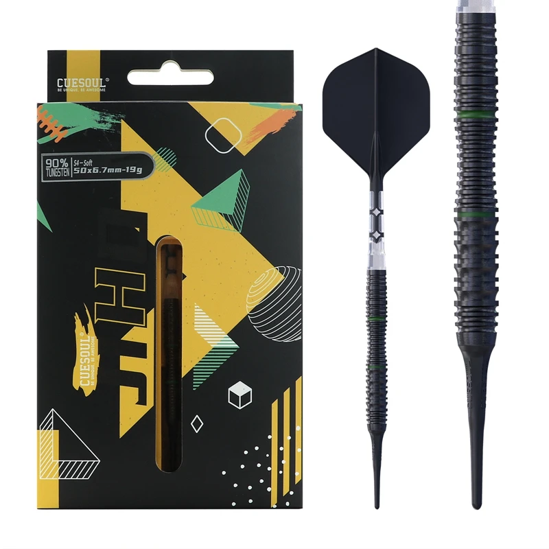 

CUESOUL JIHO S4 21g Soft Tip Dart Pin 90% Tungsten Darts Electronic Safety Dart Set with Titanium Coated and Unifying ROST T19