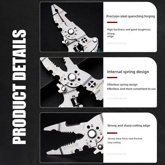 18 In1 Foldable Wire Stripper Multifunctional Plier With Crimper Cutter Shearing Screw Gripping For Electric Cable Portable Tool 4