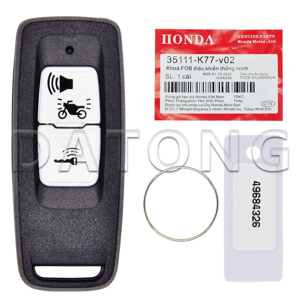 กุญแจรีโมทคอนโทรลสำหรับรถจักรยานยนต์ Datong World สำหรับฮอนด้า PCX160 Forza NSS350 2021-2023ชิป ID47กุญแจอัจฉริยะสำหรับเปลี่ยน433.92FSK