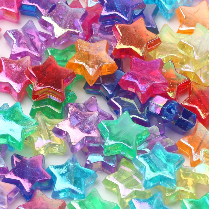 50pcs Transparent AB Color Five-pointed Star Acrylic Beads Loose Spacer Beads for Jewelry Making DIY Craft