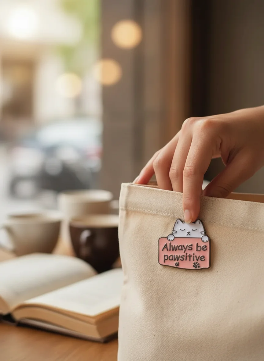 Cartoon Always Be Pawsitive Cats Design Enamel Brooches Cute White Letter Kittern Kitty Pins Pet Owner Badge