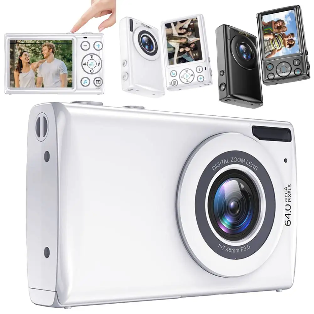 4K デジタルカメラ 64MP 18X デジタルズーム Vlogging ビデオカメラ屋外手ぶれ補正フラッシュレコーダーオートフォーカスポイント撮影カメラ