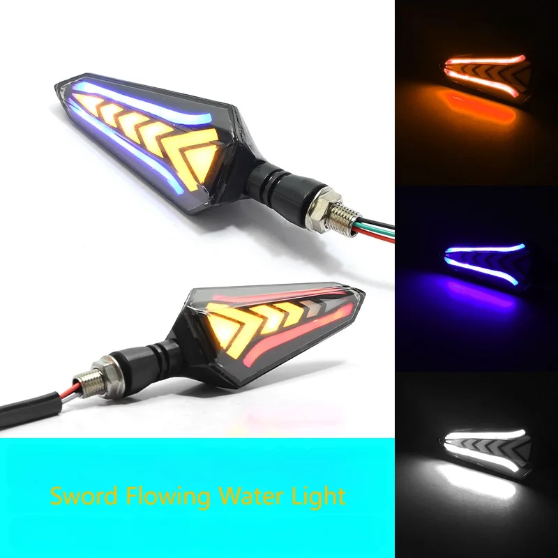 

Motorcycle Universal Flowing Water Light Signal Light 3 Color Sword Turn Signal Lamp 12V