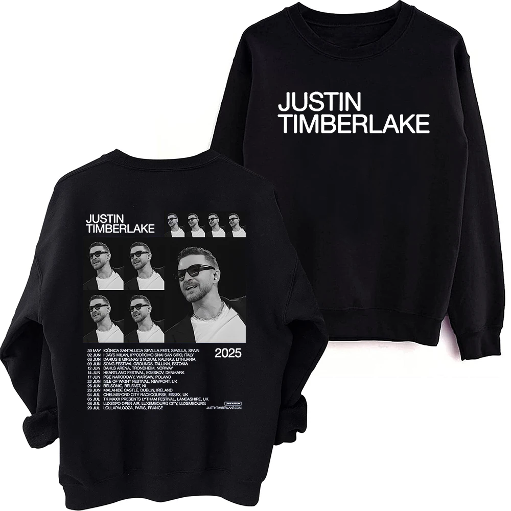 

Justin Timberlake Tour 2025 Sweatshirt Oversized Harajuku Round Neck Long Sleeve Sweatshirts Music Tour Fans