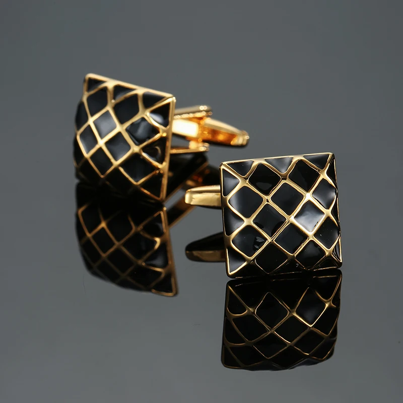 Men\'s French shirt cufflinks copper material black enamel mesh cufflinks fashion clothing accessories wholesale