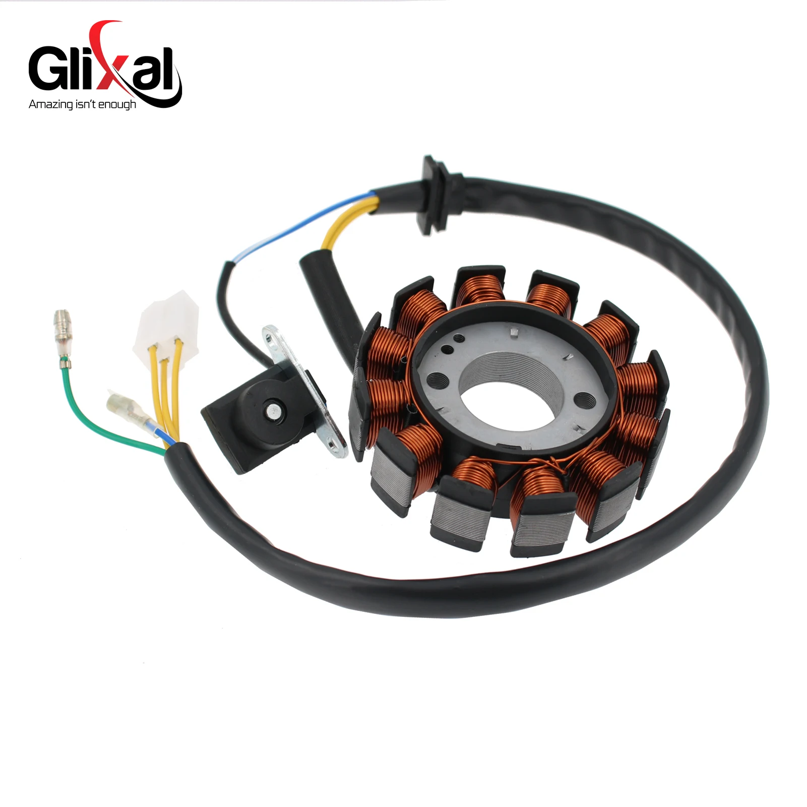 Glixal GY6 125cc 150cc 180cc 200cc 12 Coils DC Magneto Stator for Chinese Scooter Moped ATV Go Kart Quads 152QMI 157QMJ Engine