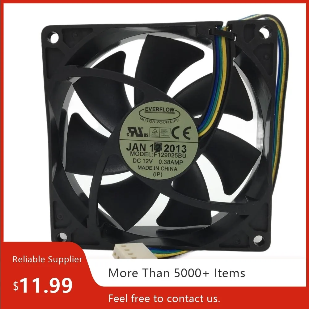 for Everflow F129025BU 92mm PWM 12V 0.38A 4-Pin PC Cooling Fan CPU Heatsink & Chassis