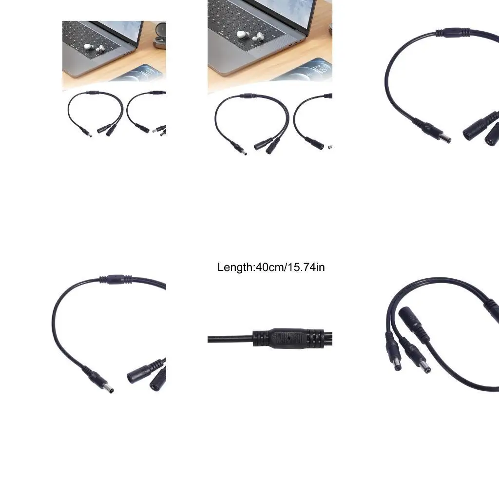 

R53C Power Splitter Cable 5.5x2.1mm 1 to 2 Way Y Adapter for LED Light, CCTV Camera, Routers